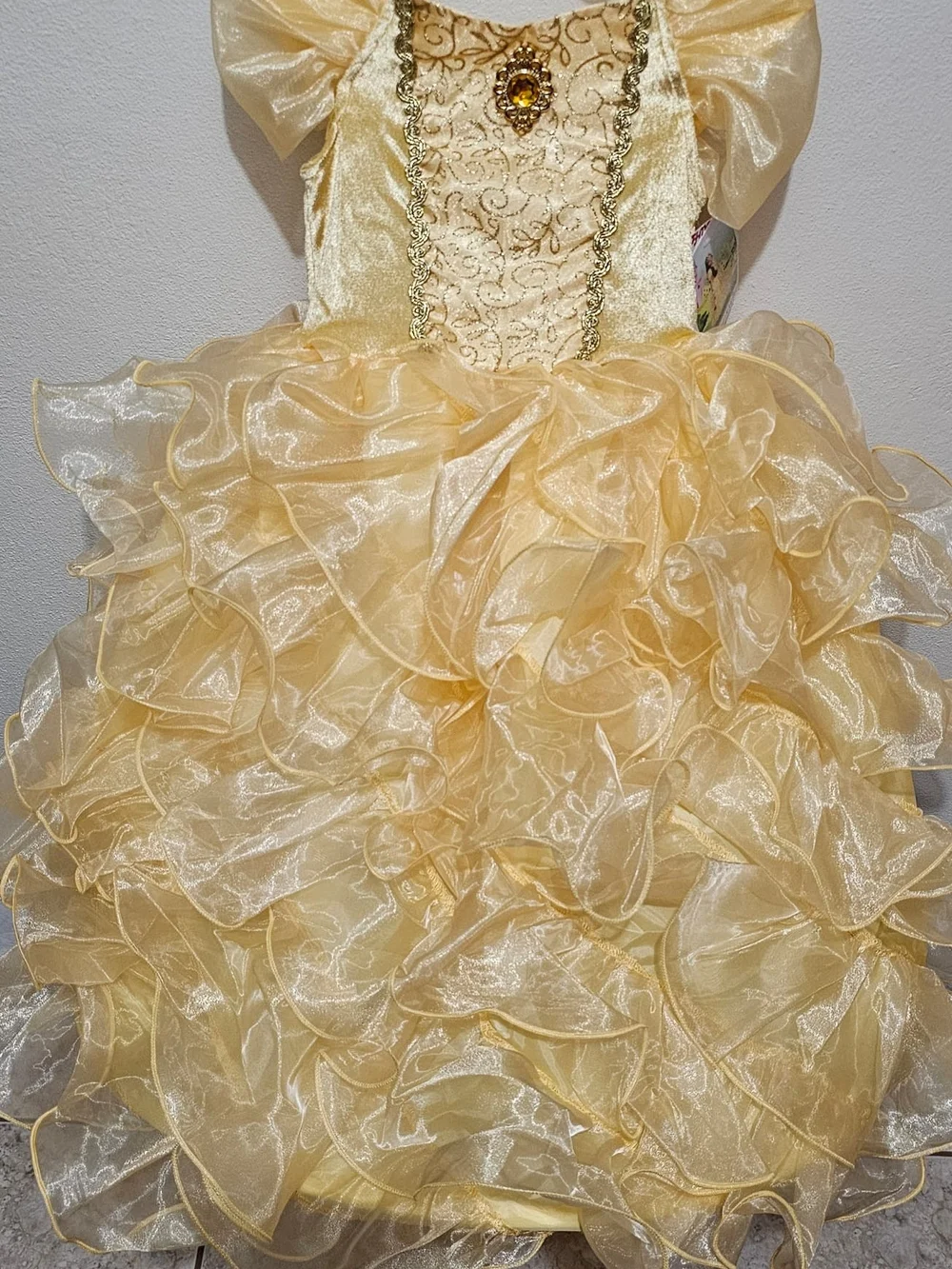 Girls Gold Ruffled Princess Dress - Kids Dresses